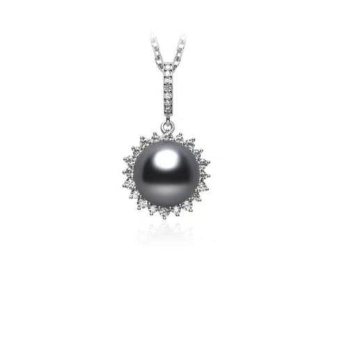 Tahitian Pearl Zirconia Sunflower Necklace